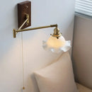 Modern scalloped glass and brass wall light bedroom reading lamp