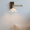 Modern scalloped glass and brass wall light bedroom reading lamp