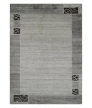 Modern Style 4.7x6.5 Brown and Silver Wool Hand Woven Area Rug