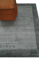 Modern 5x6.5 Gray and Silver Blended Wool Hand Woven Area Rug