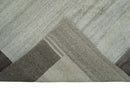 Modern 6x8 Ivory and Silver Wool Hand Woven Area Rug