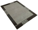 Modern Scandinavian 6x8 Silver and Charcoal Wool Hand Woven Area Rug