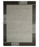 Modern Scandinavian 6x8 Silver and Charcoal Wool Hand Woven Area Rug