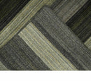 Modern Stripes 5x7 Antique Moss Green and Gray Wool Hand Woven Area Rug