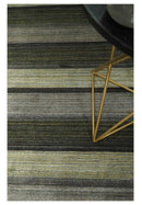 Modern Stripes 5x7 Antique Moss Green and Gray Wool Hand Woven Area Rug
