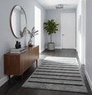 Modern Scandinavian Stripes Style 5x7 Silver and Gray Wool Hand Woven Area Rug