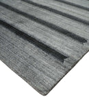 Modern Scandinavian Stripes Style 5x7 Silver and Gray Wool Hand Woven Area Rug
