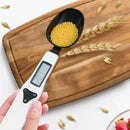Modern silver and black digital kitchen spoon scale