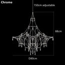 Modern silver and golden lustre crystal chandelier for living room