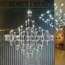 Modern silver and golden lustre crystal chandelier for living room