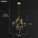 Modern silver and golden lustre crystal chandelier for living room