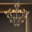 Modern silver and golden lustre crystal chandelier for living room