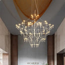 Modern silver and golden lustre crystal chandelier for living room