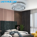 Modern silver big crystal led circle ceiling lamp for living room