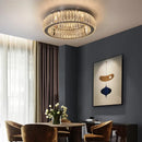 Modern silver big crystal led circle ceiling lamp for living room