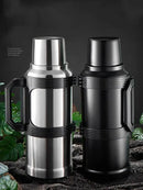 Modern silver & black insulated kettle with glass liner kitchen thermos