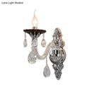 Modern silver candle wall mounted sconce bedroom crystal light