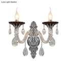 Modern silver candle wall mounted sconce bedroom crystal light