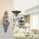 Modern silver candle wall mounted sconce bedroom crystal light
