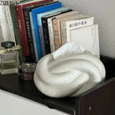 Modern silver ceramic knot tissue box living room decor