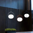 Modern silver & copper birdcage pendant light dining room glass globe
