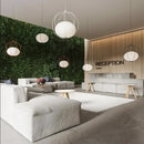 Modern silver & copper birdcage pendant light dining room glass globe