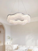 Modern silver crystal bead chandelier led light bedroom