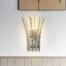 Modern silver crystal bead wall lamp bedroom sconce