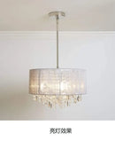 Modern silver crystal fabric pendant lamp for bedroom