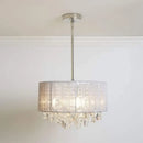 Modern silver crystal fabric pendant lamp for bedroom