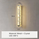 Modern silver crystal led wall lamp bedroom sconce