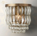 Modern silver crystal led wall sconce – living room light fixture