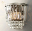 Modern silver crystal led wall sconce – living room light fixture