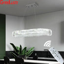 Modern silver crystal oval led chandelier for living room