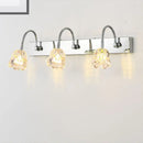 Modern silver crystal petal gooseneck arm vanity light bathroom wall