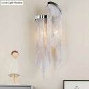 Modern silver crystal tassel wall light living room sconce