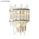 Modern silver crystal tiered wall mounted light dining room fixture