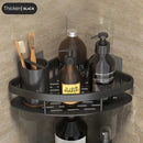 Modern silver double tiered corner shower shelf bathroom storage caddy