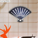 Modern silver fan wall lamp bedroom scalloped led light