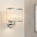 DecorBites™ Modern Oblong Wall Sconce with Clear Crystal Shade - Silver Finish Bulb Lamp