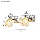 Modern silver finish flower wall light clear glass bathroom fixture