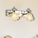 Modern silver finish flower wall light clear glass bathroom fixture
