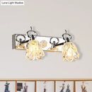 Modern silver finish flower wall light clear glass bathroom fixture