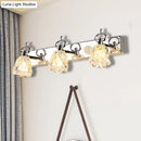 Modern silver finish flower wall light clear glass bathroom fixture