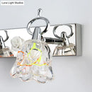 Modern silver finish flower wall light clear glass bathroom fixture