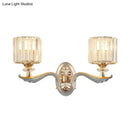 Modern silver flush mount wall light with clear crystal shade bedroom