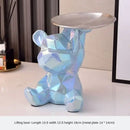 Modern silver geometric bear storage box living room decor statue
