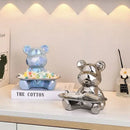 Modern silver geometric bear storage box living room decor statue