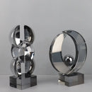 Modern silver geometric crystal sculpture living room decor