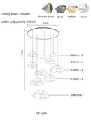 Modern silver glass led chandelier for dining room shell pendant light